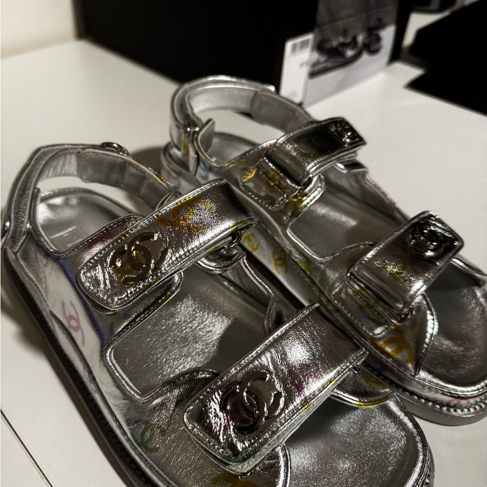 Chanel CC logo dad sandal